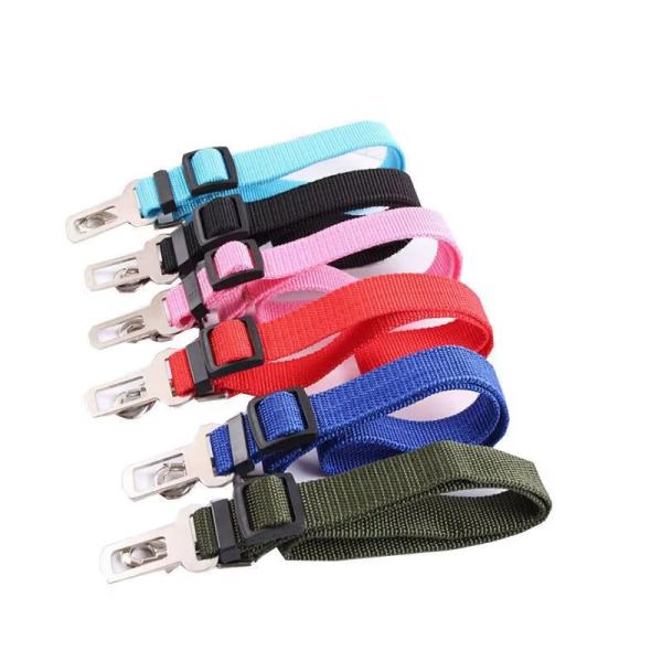 Colorful Adjustable Car Dog Leash Customized Pet Seat Belt Leash