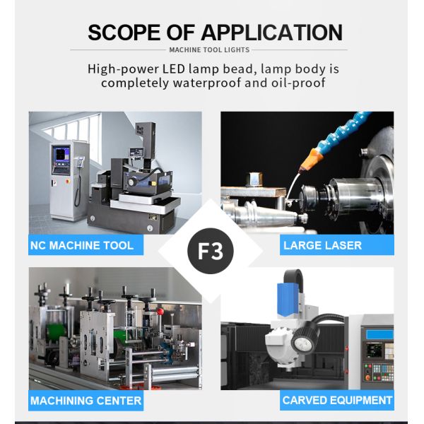 OUJVAN F3 LED Machine Light with 360° Flexible Hose IP67 Waterproof and 50000H Lifespan for Industrial Machines
