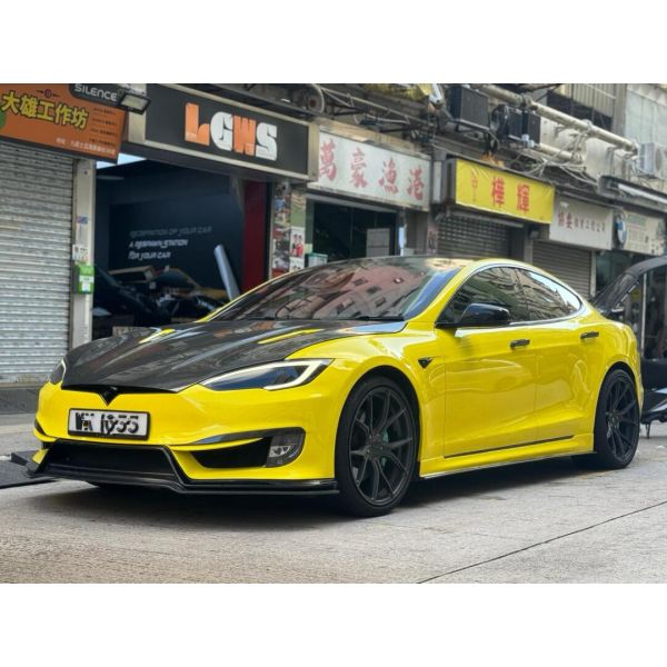 PD Style Tesla Model Body Kit Front Rear Bumper Side Skirt Diffuser Spoiler Black