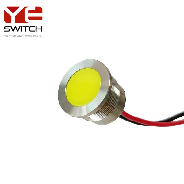 22mm Mounting Hole Push Button Switch With Yellow Signal Led For Control Panel
