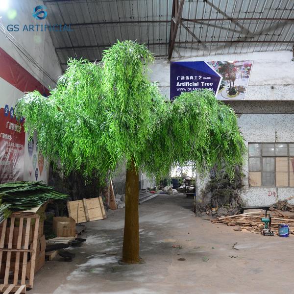 Anti - UV Artificial Decorative Trees , Fake Willow Leaves Weeping Willow Tree