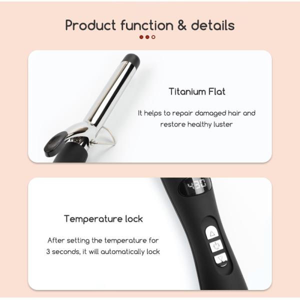 Fast Heating Electric Hair Curler Long Curling Tong Wand LCD Screen Champagne