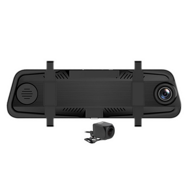 10 inch rearview mirror DVR with 2 1080P cameras support parking monitor