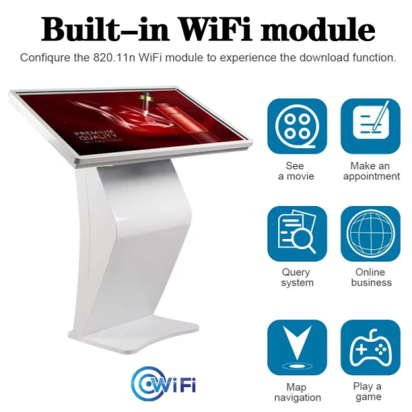 Horizontal & Vertical Interactive 4K Touch Screen LCD Advertising Kiosk with 20-Point Touch Floor Mount Venue Use