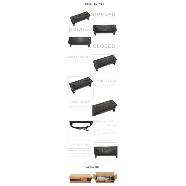 Brushed aluminum usb charger flush mount conference table socket box