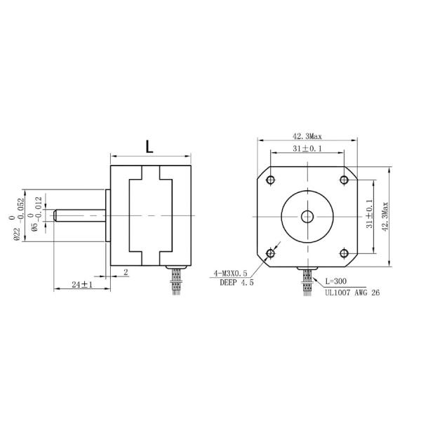 NEMA17 42BYGH208 High Torque Stepper Motor 12V 0.4A 42mm