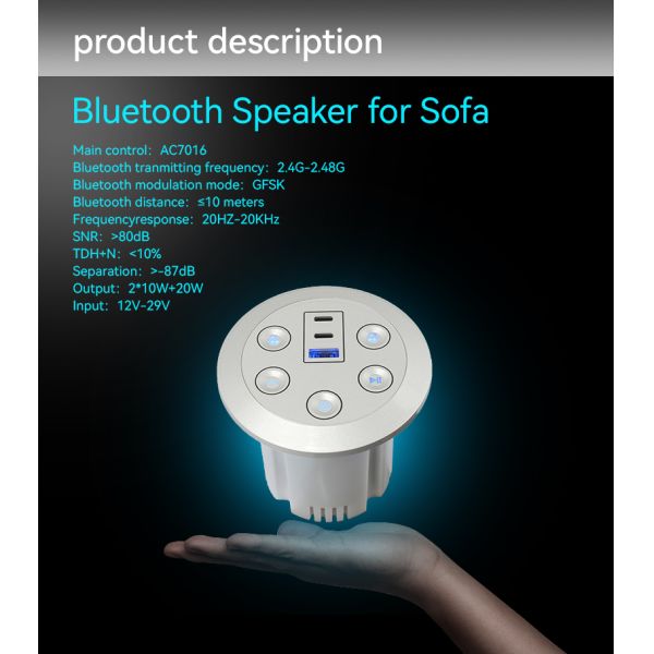 Smart Recliner Sofa Bluetooth Audio Speaker with USB Charging and Bluetooth Music Player in ABS Plastic