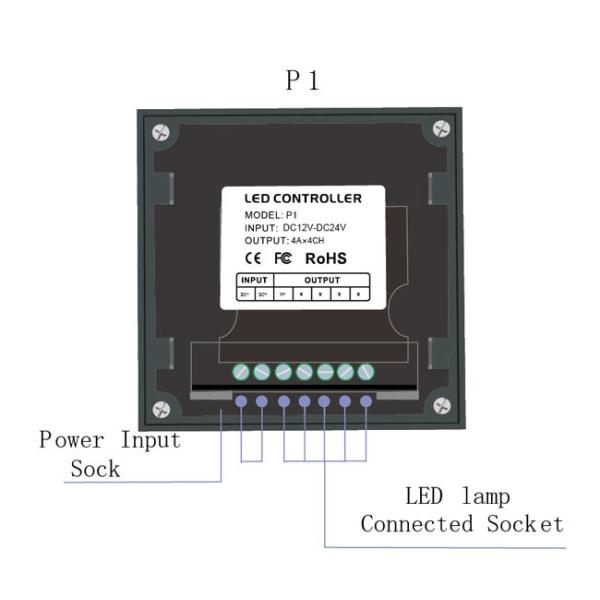 High Reliability LED Pool Light Controller , DC 12V 192W Dimmer Control Panel