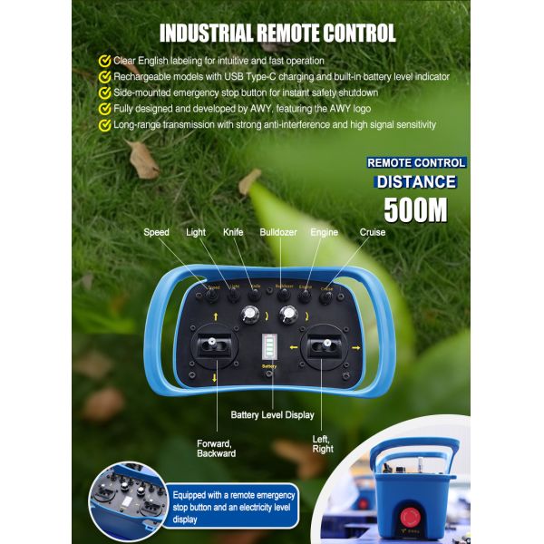 Remote Control Crawler Flail Mower Gas Powered for Steep Slopes Hillside Orchard Farm Garden Grass Cutting High Efficiency
