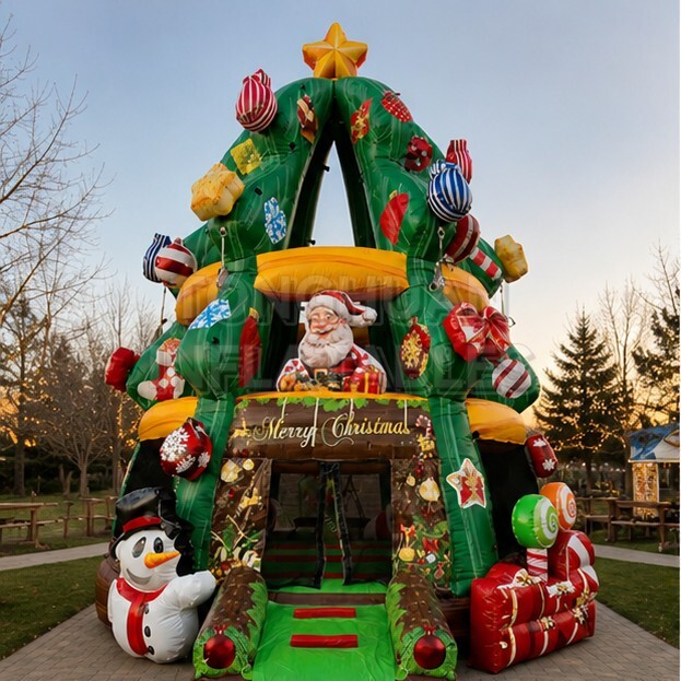 Commercial Christmas Tree Inflatable Bounce House for Holiday Festivals Christmas Events Event Rentals and Family Entertainment Centers