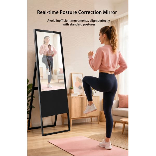 43" Smart Fitness Mirror 700nits High Brightness Interactive 10-Point Touch Magic Mirror Commercial Signage Kiosk OEM
