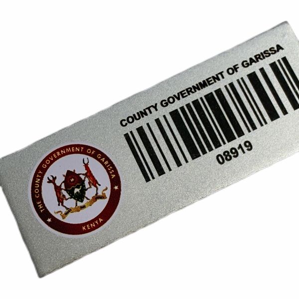 Custom Aluminum QR Code Name Plates Printed Aluminum Inventory Tags