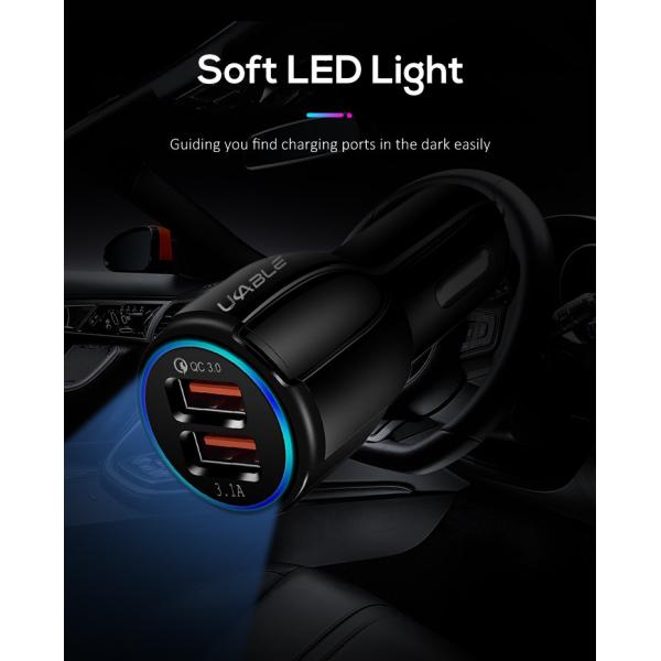Vehicle Dual USB Ports 36W 6A QC 3.0 Car Charger