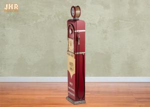 Buy cheap Antique Wooden Storage Cabinet Red Color Decorative Wood Floor Clock Gas Pump Storage Rack product
