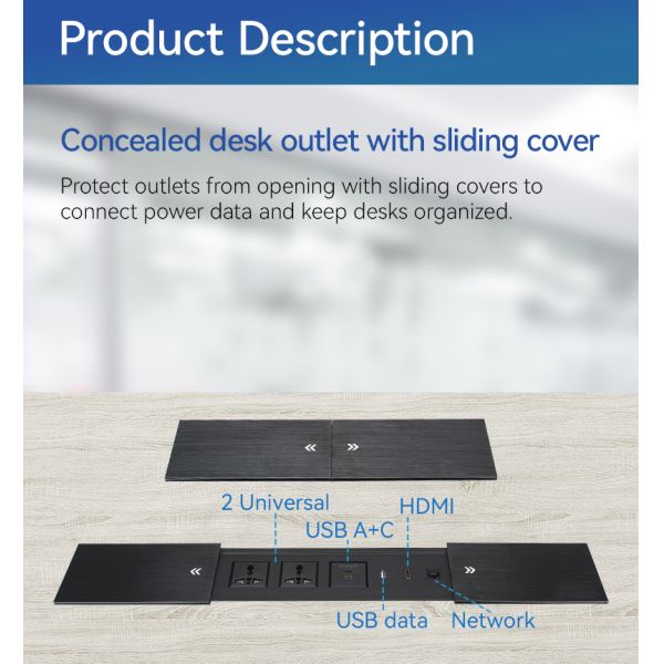ROHS Embedded Sliding Socket Power Outlet For Conference Table