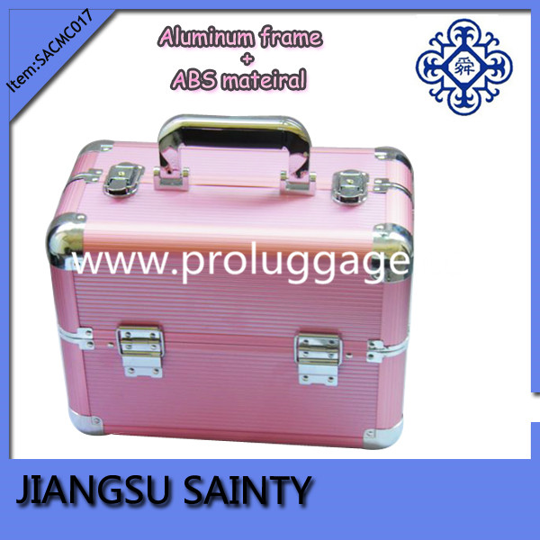 SACMC017 Pink striped abs travel beauty case