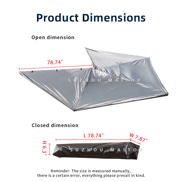 Freestanding 270 Degree Car Awning Tent Quick Opening 2.5m Vehicle Car Shade Canopy