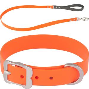 China Vivid PVC Orange Waterproof Dog Collars , Waterproof Dog Training Collar on sale