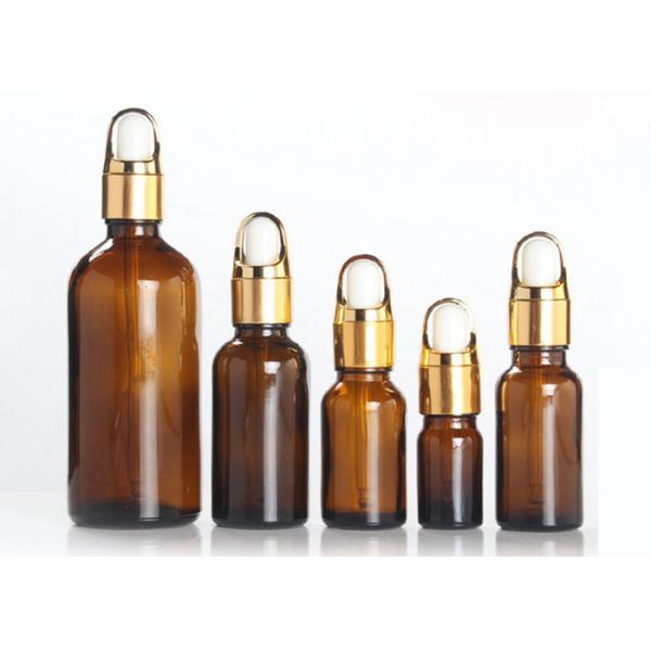 Fancy Amber Cosmetic Bottles Round Shape Customized Logo Printing