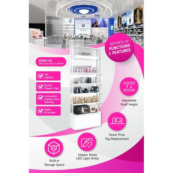 ZhMS-V4 Backlit Organic Sign Skincare Display Cabinet with LED Strip Lights
