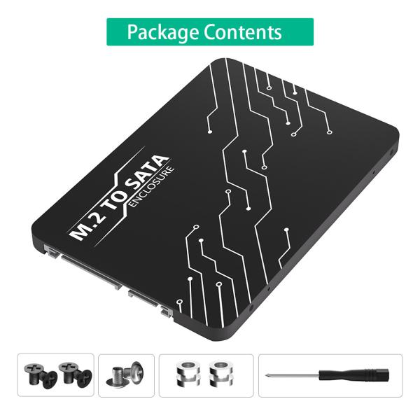 SSD Enclosure M.2 SATA SSD B KEY to SATA3.0 2.5inch Adapter Converter 7mm Aluminum Case Black Box for 2230 2242 2260 2280 M2 SSD