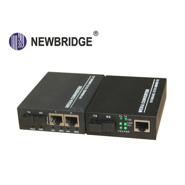 Single Mode 10 / 100M Simplex RJ45 To Fiber Optic Converter SC Mode Connector