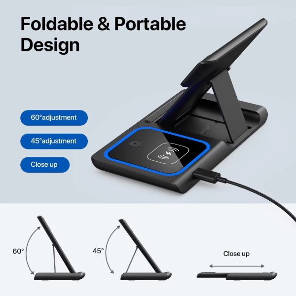 Wireless 3 In 1 Phone Watch Earbud Charger Multifunction Stand Charging Station Fast Charging Dock