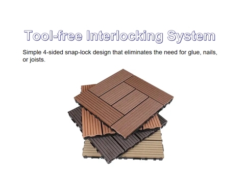 3D Embossed Plastic Wood Deck Tiles Match Real Wood Texture