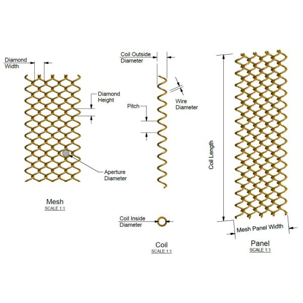 Gold Chain Link Decorative Wire Mesh For Cabinet Doors Customized