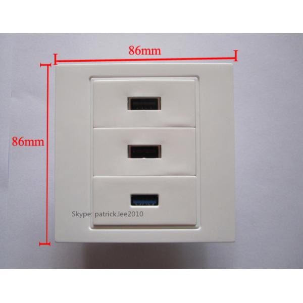 Best Quality Wall Socket White USB 3.0 + USB 2.0+ USB 2.0 Female To Female Plug Outlet