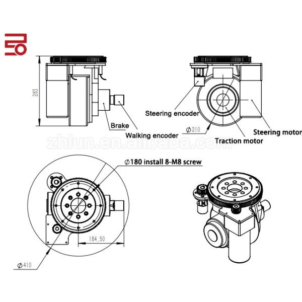 Brushless Rueda Grua Warehouse AGV Drive Wheel Assemblies Delivery Robot Swivel Casters
