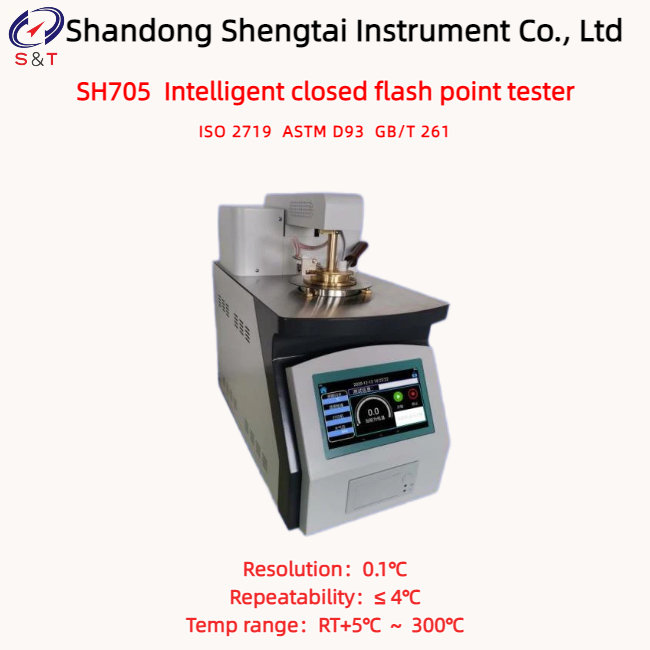 Intelligent Closed Flash Point Tester RT+5℃ ~ 300℃ Electric Ignition PT100 Platinum Resistance ASTM D93