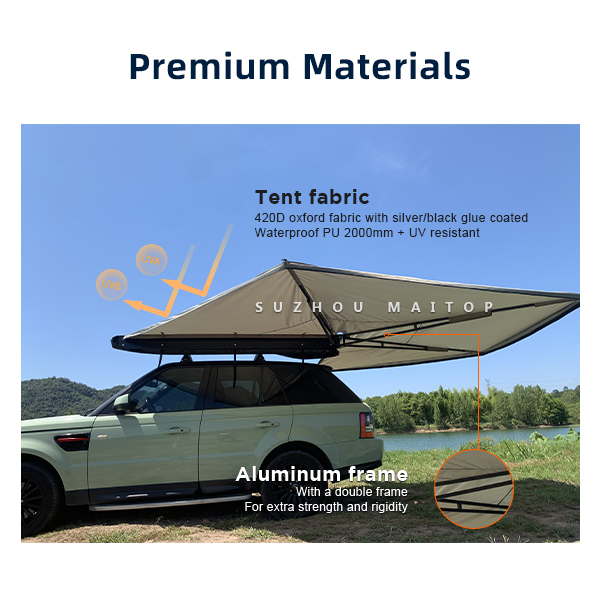 Freestanding 270 Degree Car Awning Tent Quick Opening 2.5m Vehicle Car Shade Canopy