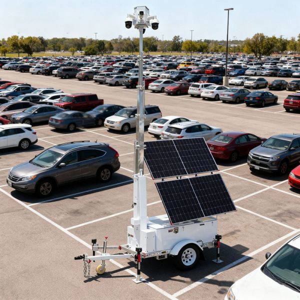 Renewable Solar Energy Light Tower Surveillance Tower with CCTV Camera Mobile Solar Light Tower