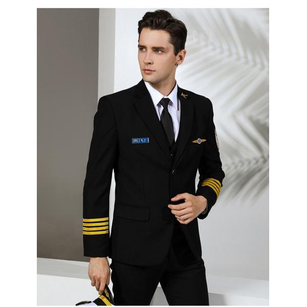100% Cotton Custom Airline Pilot Uniform Captain Work Clothes Uniform Customer Logo