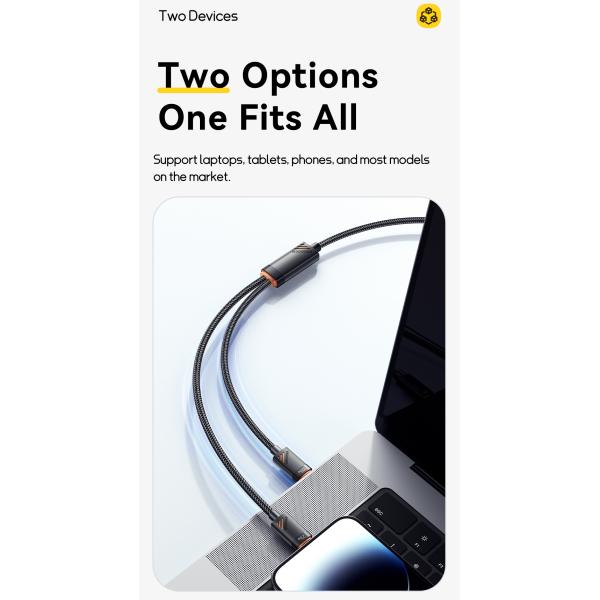 ESSAGER ES-X66 2 in 1 Cable USB C to Type C Lighting Data Charging Cable