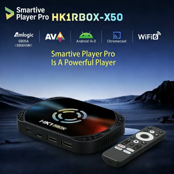 WiFi6 4K Resolution Ultra HD Android 14 Set Top Box With Smartive Player PRO