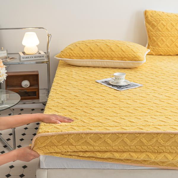 Single Piece Winter Warm Coral Velvet Bed Cover With Non-slip Mat Ideal for Home
