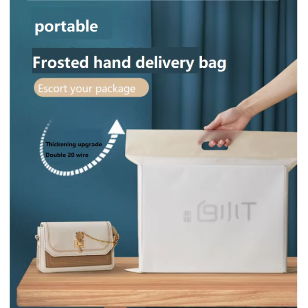 HDPE Self-adhesive Portable Plastic Tote Bag for Takeaway Color Box Packaging Plastic Bags Custom logo