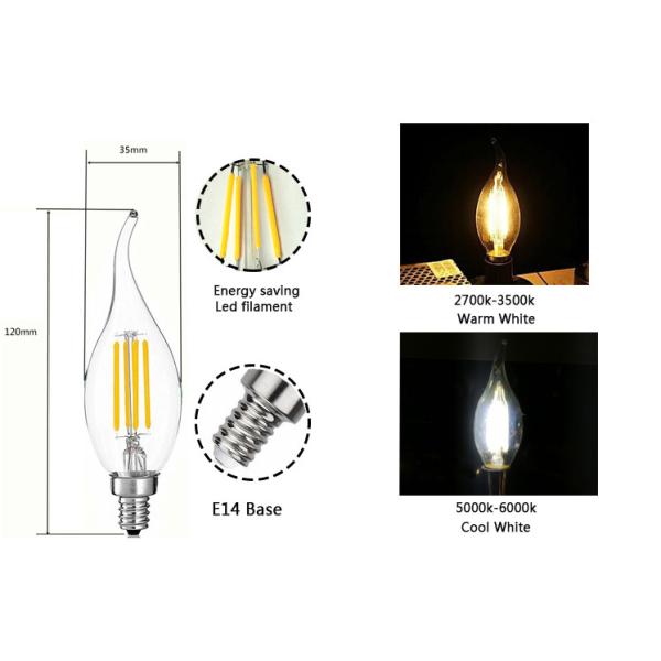 240V E14 4W Amber Candle Light Lamp C35 2200k Edison Bulb Filament