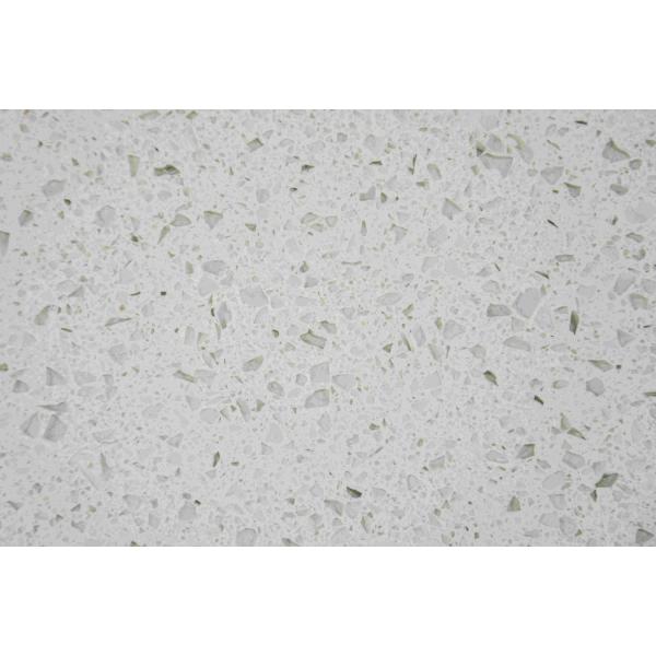 Polished Artificial Quartz Slab Big Mirror Shape Green Color slabs for kitchen countertops
