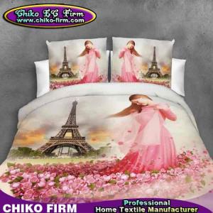 China Little Girl Rose Flowers Design Pure Polyester 3D Printed Bedding Sets on sale
