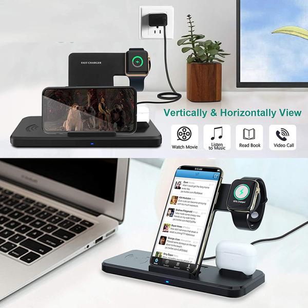 RoHs FCC 4 In 1 Fast Battery Bank Wireless Charging With Qc 3.0 Adapter