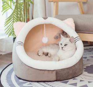 China Small Dog Bed With Anti-Slip Bottom Cotton Cat Bed  For Indoor Cats on sale