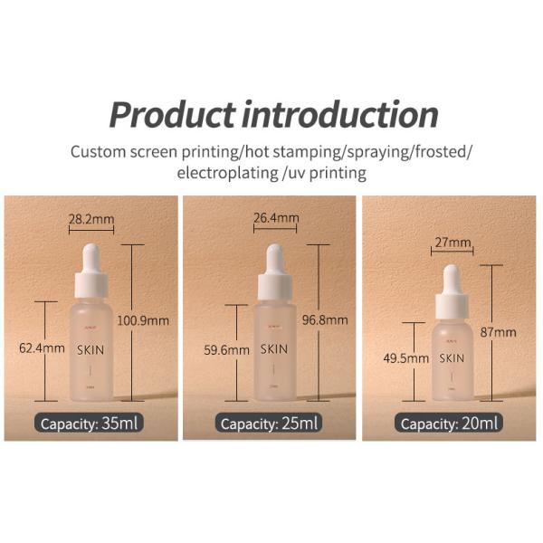 PET Frosted Dropper Bottle Transparent Dropper Serum Bottle 20ml 25ml 35ml For Skincare