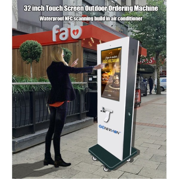 32 Inch Outdoor Floor Stand Self Order Kiosk With NFC QR Code Scanner