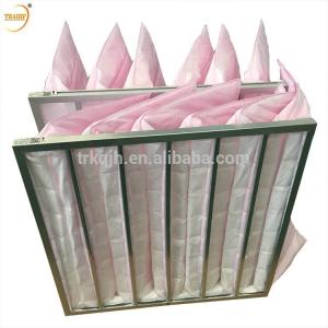 China Glass Fiber Pleated AHU Polyester Bag Air Filter For HVAC System on sale