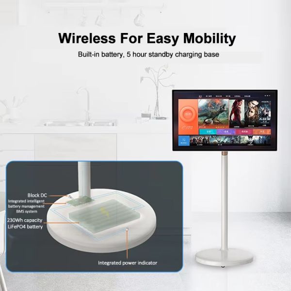 Indoor Moveable 21.5/24/27/32" AI Voice Wireless Portable Android Interactive Monitor