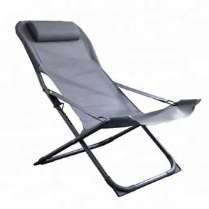 China Grey Folding Beach Lounge Chair Aluminum Frame Foldable Beach Lounge Chaise For Lawn Deck on sale