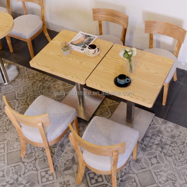 Solid Wood Round Dining Table and Chairs for Milk Tea Shop Negotiation Coffee Western Restaurant Fast Food Snack Bar